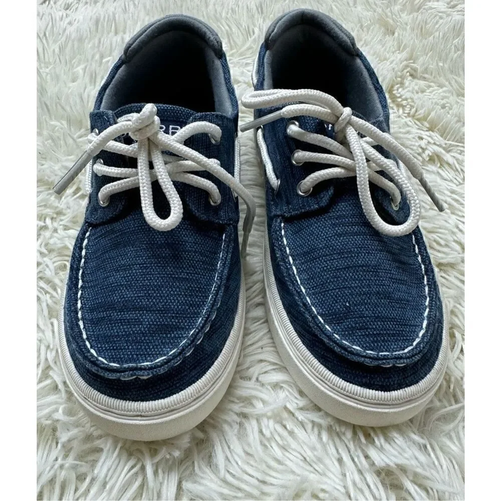 Excellent Used Condition Blue & White Sperry Loafers Size 3